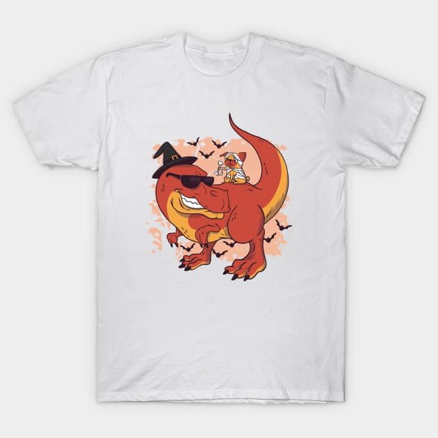 Pug and Dino Halloween T-Shirt by madeinchorley